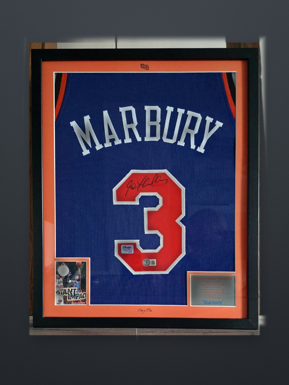 Stephon Marbury New York Knicks – signiertes Trikot, gerahmt